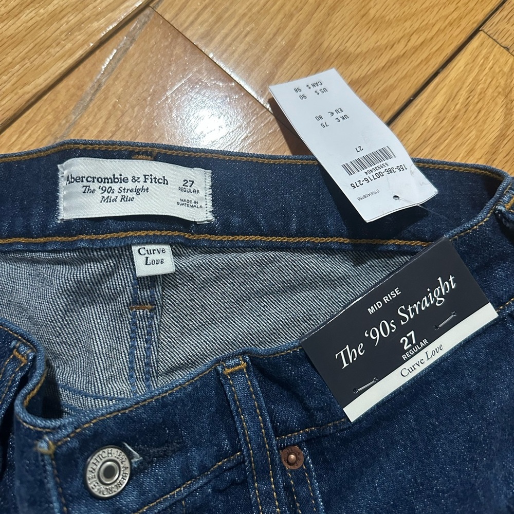 Abercrombie & Fitch '90s Straight Mid Rise Jeans - Dark Blue